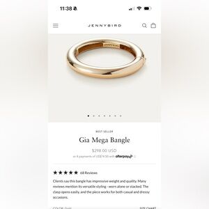 Jenny Bird Gold Gia Mega Bangle Bracelet